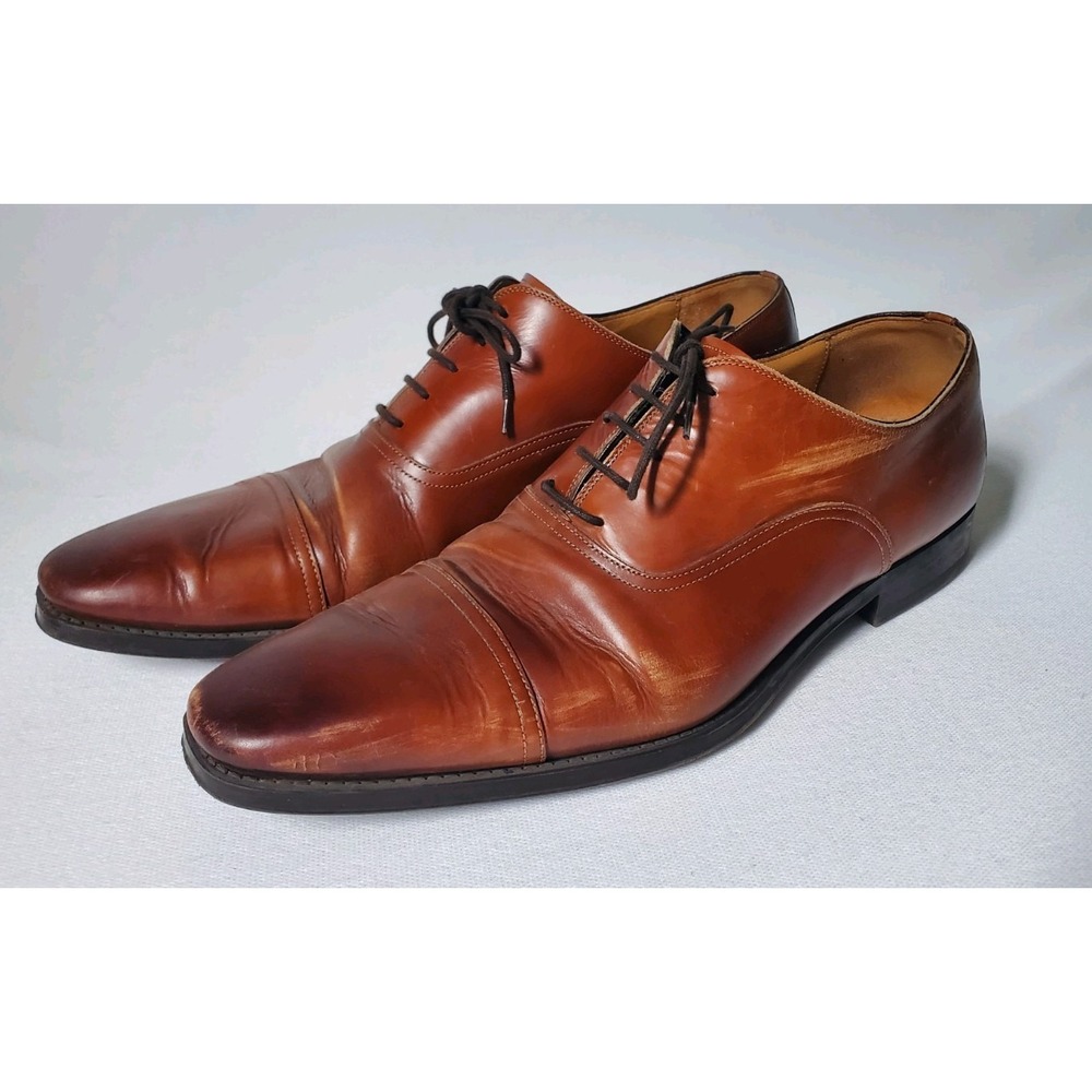 Magnanni Mens 13 M Cap Toe Oxford Leather Dress Shoes Brown Portugal 21019